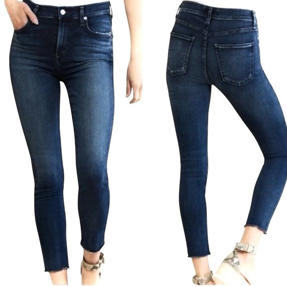 Agolde Denim - AGOLDE Sophie High Rise Skinny Crop Dark Wash Jeans Size 27 Raw Hem